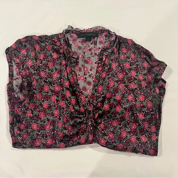 Express Floral Button Down Silk Blouse Medium Vintage Y2K Express Design Studio - Picture 5 of 7
